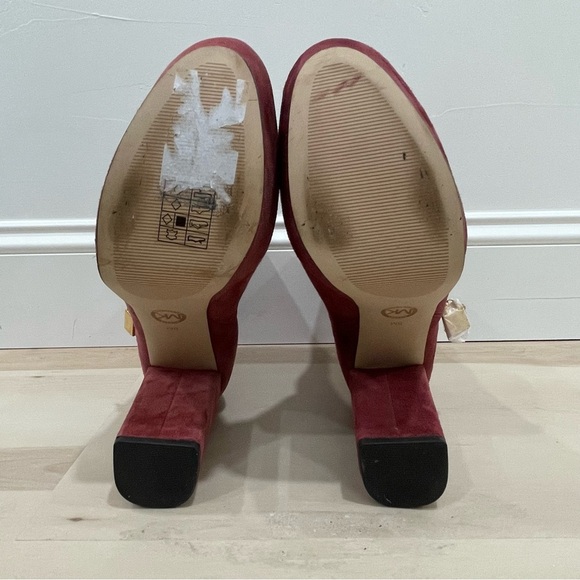 MICHAEL Michael Kors Size 9 Frenchie Platform Booties *Flaw* Burgundy Suede - Picture 13 of 15